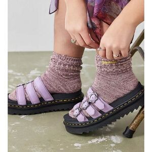 Dr Martens Blaire Flower Milled Nappa Slide Sandals in Lilac Purple Size 7